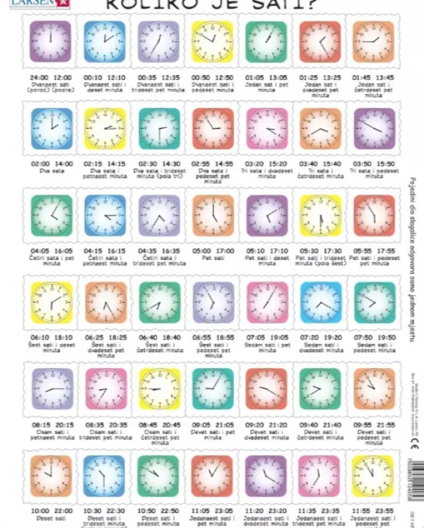 Larsen Puzzle Cadre - Clock-Puzzle (En Croate)*Enfant Cadre|Puzzles Pour Enfants