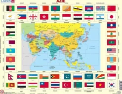 Larsen Puzzle Cadre - Drapeaux d'Asie (en Hollandais)*Enfant Cadre|Puzzles Pour Enfants