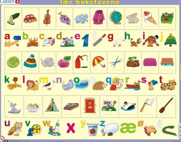 Larsen Puzzle Cadre - Lær bokstavene (små), en Norvégien*Enfant Cadre|Puzzles Pour Enfants