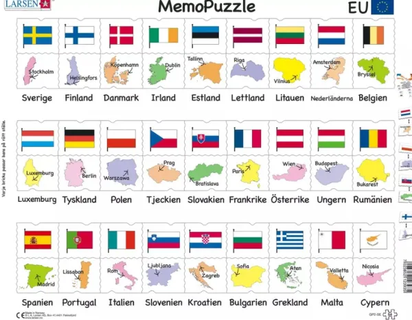 Larsen Puzzle Cadre - MemoPuzzle (en Suédois)*Enfant Cadre|Puzzles Pour Enfants