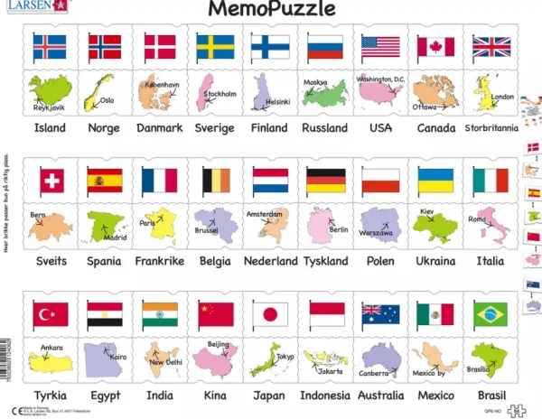 Larsen Puzzle Cadre - MemoPuzzle (en Norvégien)*Enfant Cadre|Puzzles Pour Enfants