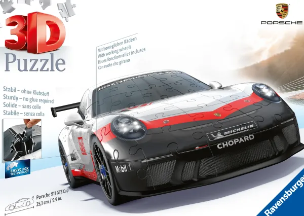 Ravensburger Puzzle 3D - Porsche 911 GT3 Cup (avec grille)*Enfant 3D|À Partir De 9 Ans