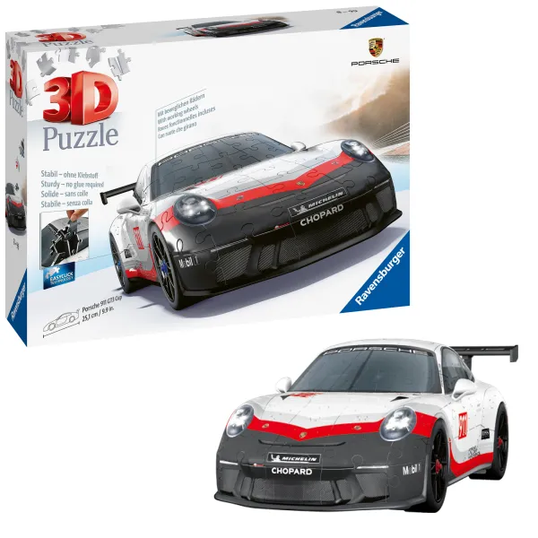 Ravensburger Puzzle 3D - Porsche 911 GT3 Cup (avec grille)*Enfant 3D|À Partir De 9 Ans