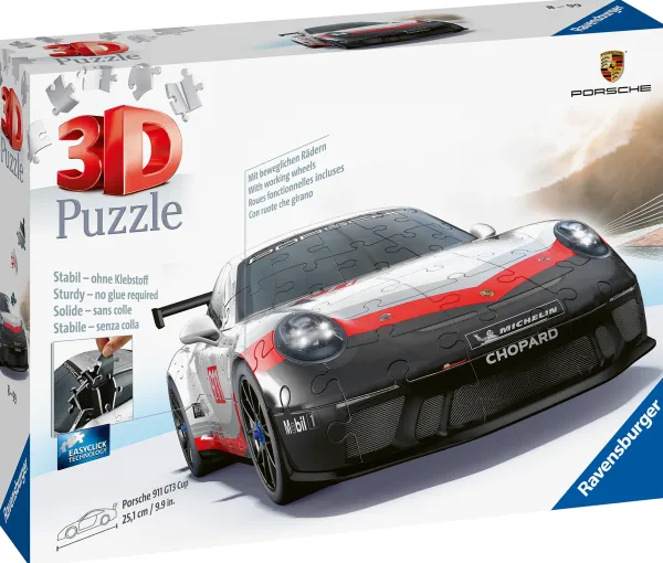 Ravensburger Puzzle 3D - Porsche 911 GT3 Cup (avec grille)*Enfant 3D|À Partir De 9 Ans