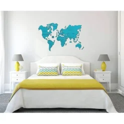 Wooden.City Puzzle en Bois - Carte du Monde XXL (Cyan)* Puzzles Adultes|Déco Et Objets