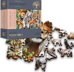 Trefl Wood Craft Puzzle en Bois - Wild Cats in the Jungle* Puzzles Adultes|Animaux Sauvages