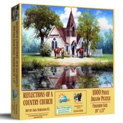 SunsOut Reflet d'une Eglise en Campagne* Chevaux|Églises, Cathédrales Et Mosquées