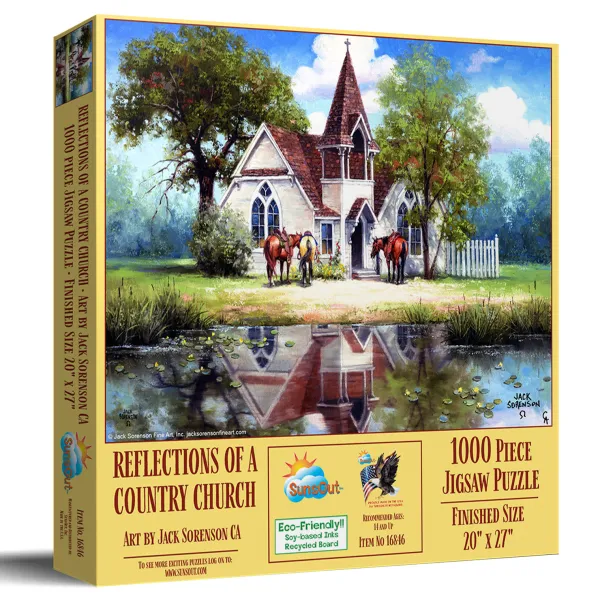 SunsOut Reflet d'une Eglise en Campagne* Chevaux|Églises, Cathédrales Et Mosquées