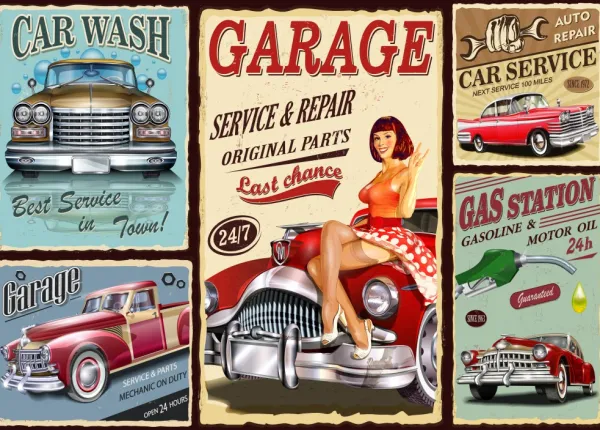 Grafika Retro Car Service* Voitures, Motos Et Camions|Rétros Et Nostalgie