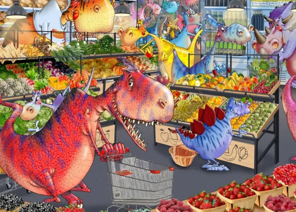 Bluebird Puzzle Ruyer François - Shopping des Dinosaures*Femme De 1 500 Pièces|De 1 500 Pièces