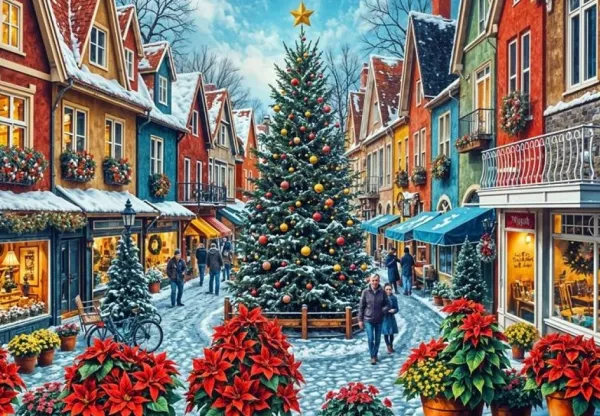Bluebird Puzzle Shopping de Noël sur la Place*Femme Noël|Villes Et Villages