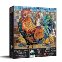 SunsOut Stained Glass Chickens* Autres Animaux|Animaux De La Ferme