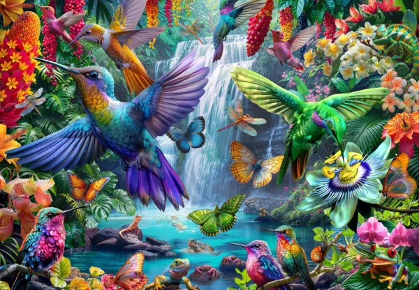 Bluebird Puzzle Tropical Hummingbirds* Oiseaux|Forêts, Fleurs Et Jardins