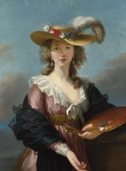 Grafika Vigee le Brun Louise-Élisabeth - Elisabeth Vigée-Lebrun : Autoportrait au Chapeau de Paille, 1782* De 2 000 Pièces|De 2 000 Pièces