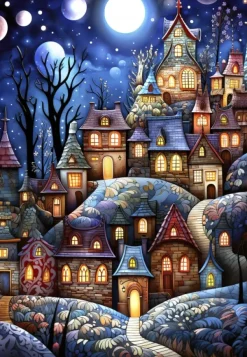 Alipson Puzzle Village Sous la Lune* Villes Et Villages|De 1 000 Pièces