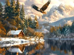 SunsOut Vol de l'Aigle d'Hiver* Animaux De La Forêt|Montagnes