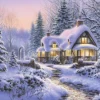 Bluebird Puzzle Winter's Blanket Wouldbie Cottage* Ponts|Cottages Et Châlets