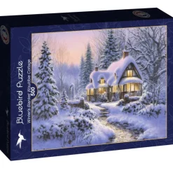Bluebird Puzzle Winter's Blanket Wouldbie Cottage* Ponts|Cottages Et Châlets